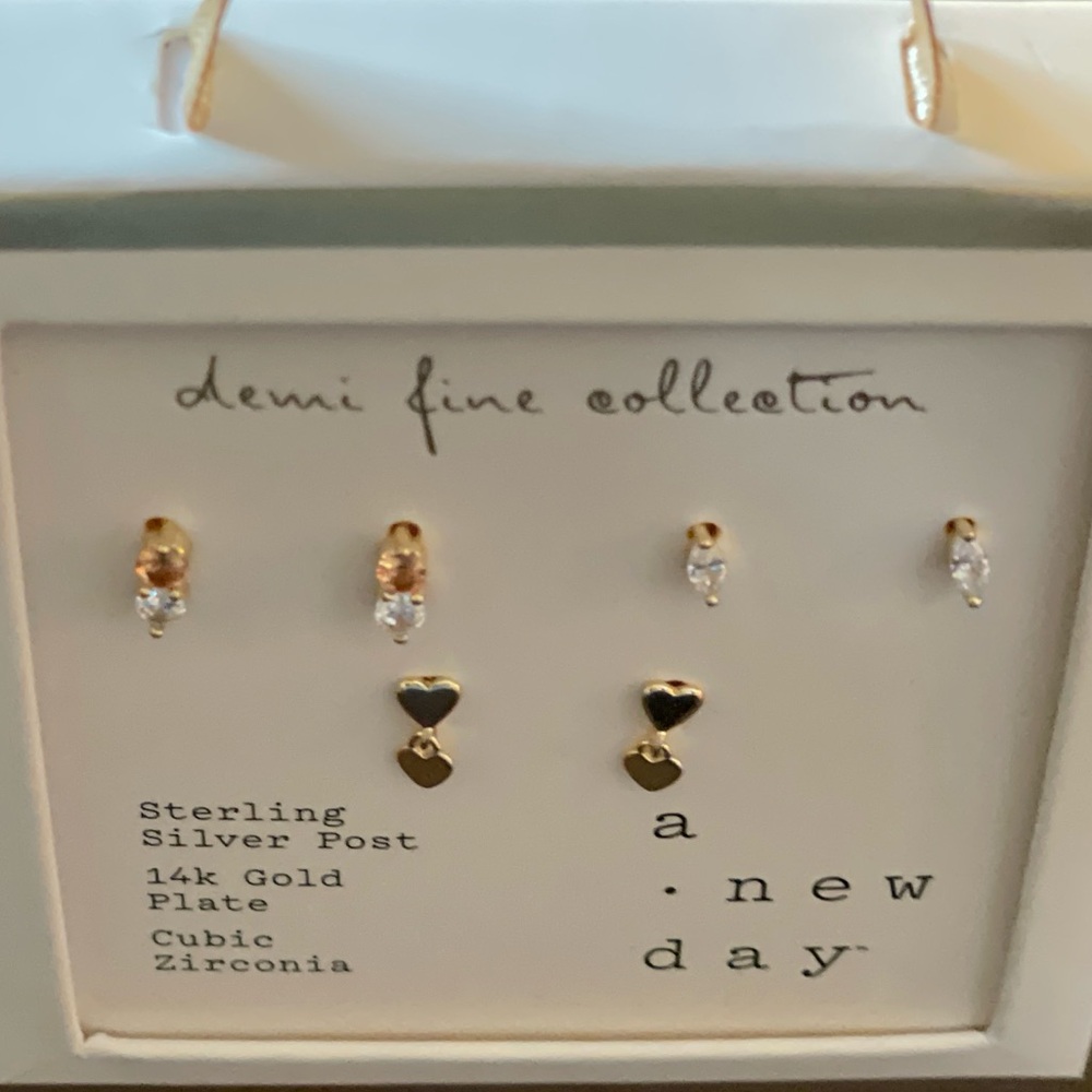 Stud Earrings Set, Sterling Silver & Cubic Zirconia — A New Day - Picture 4 of 15